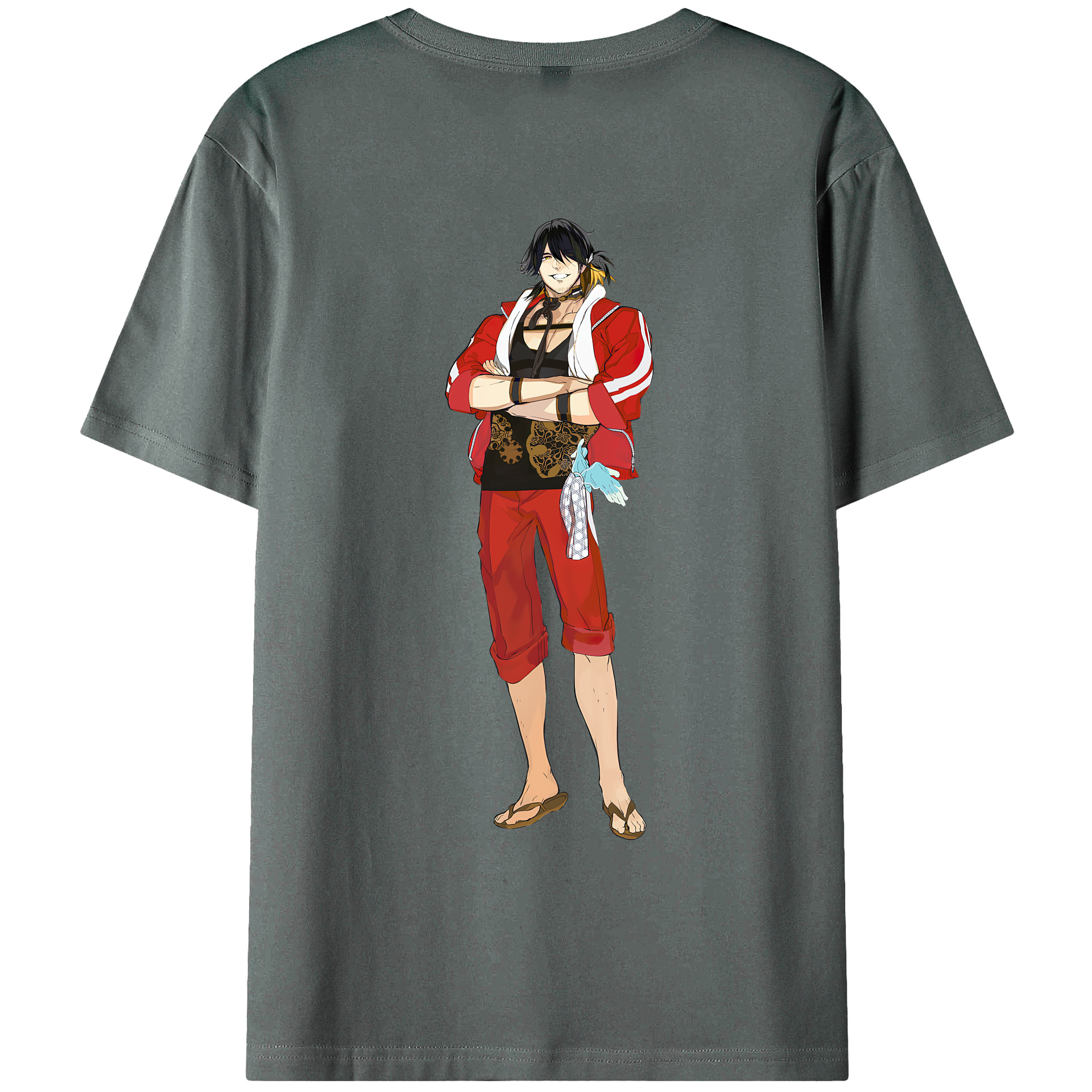 （画像用） 刀剣乱舞 Touken Ranbu 綿100％ メンズ半袖Tシャツ（バックプリント） 通気性